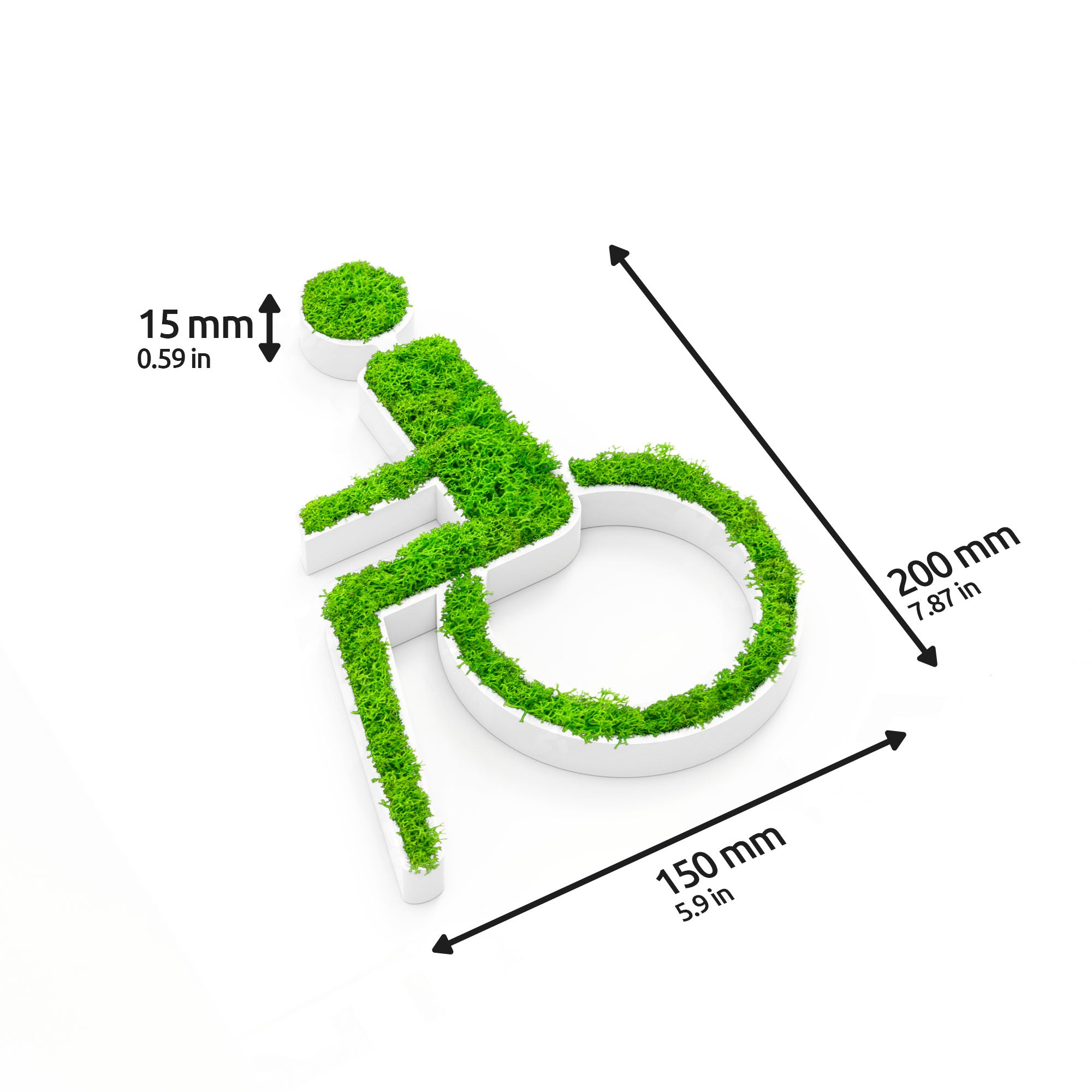 MOOSWERK Moss Door Sign Disabled WC Pictogram – Barrier-free sign for toilets in a white frame