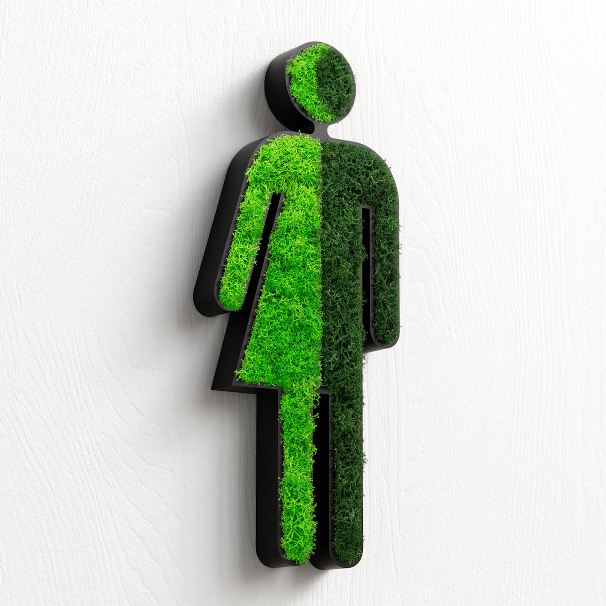 MOOSWERK Moss Door Sign WC Pictogram Divers – Stylish sign for non-binary restrooms in a black frame