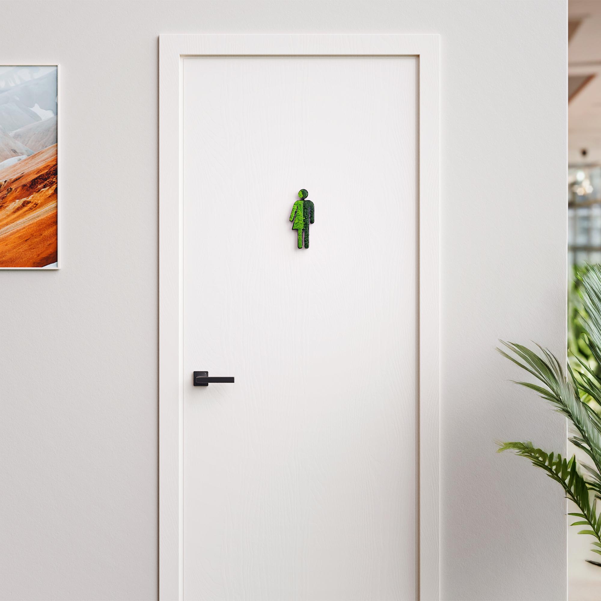 MOOSWERK Moss Door Sign WC Pictogram Divers – Stylish sign for non-binary restrooms in a black frame