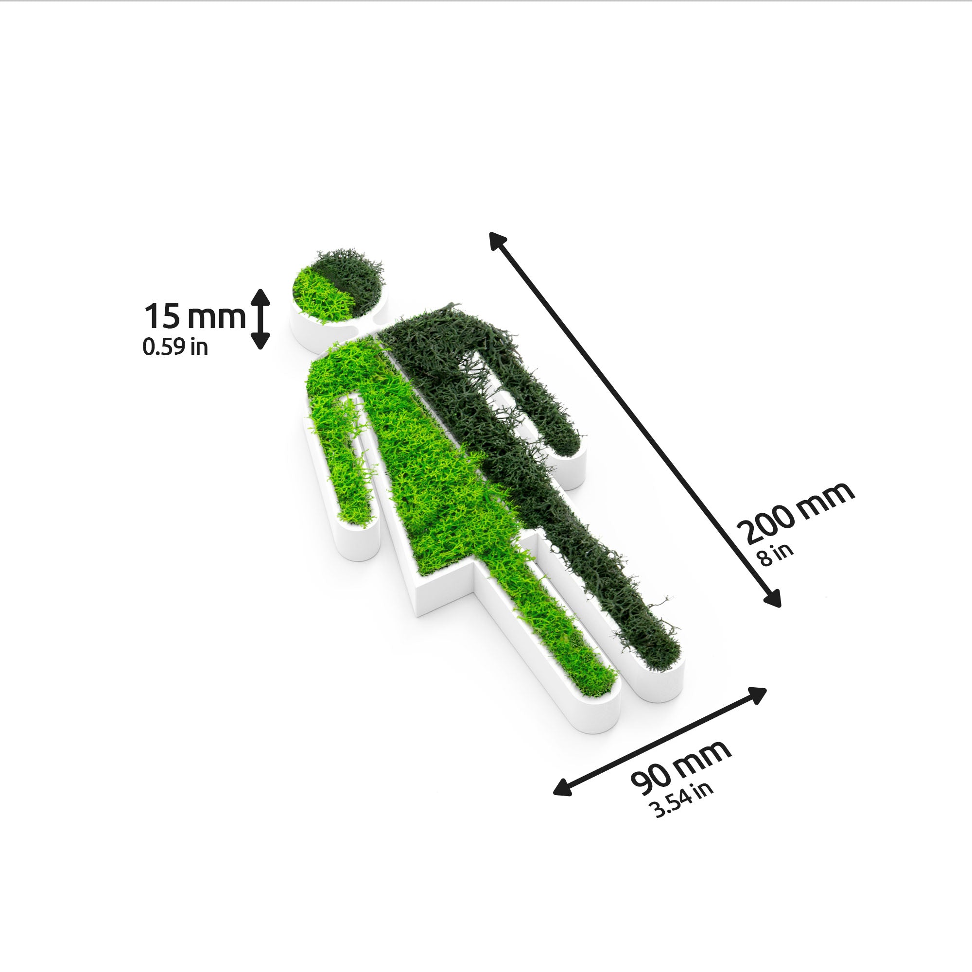 MOOSWERK Moss Door Sign WC Pictogram Divers – Bright sign for non-binary toilets in a white frame