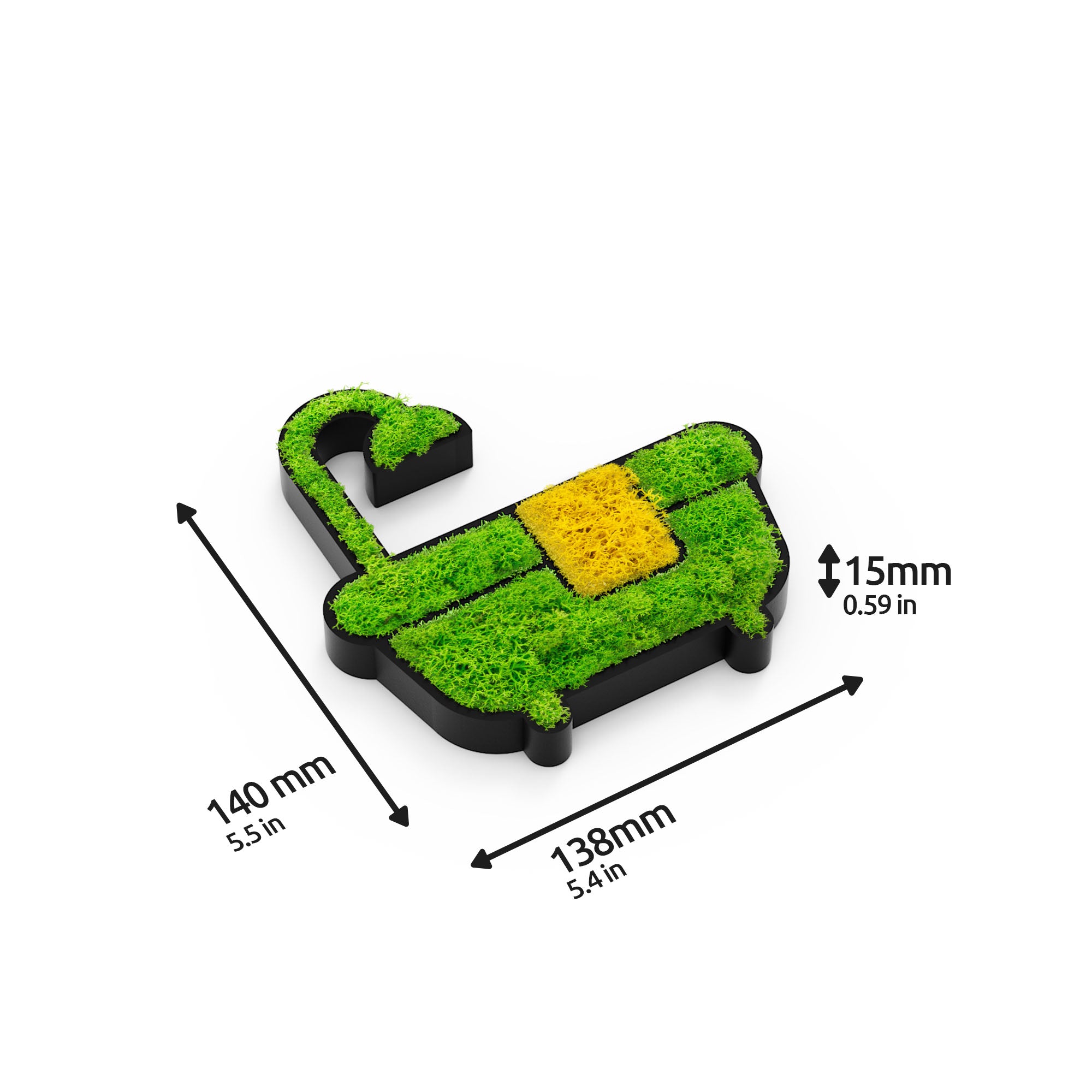 MOOSWERK Moss Door Sign Bathroom Pictogram – Self-adhesive decorative sign made of Iceland moss in a black frame