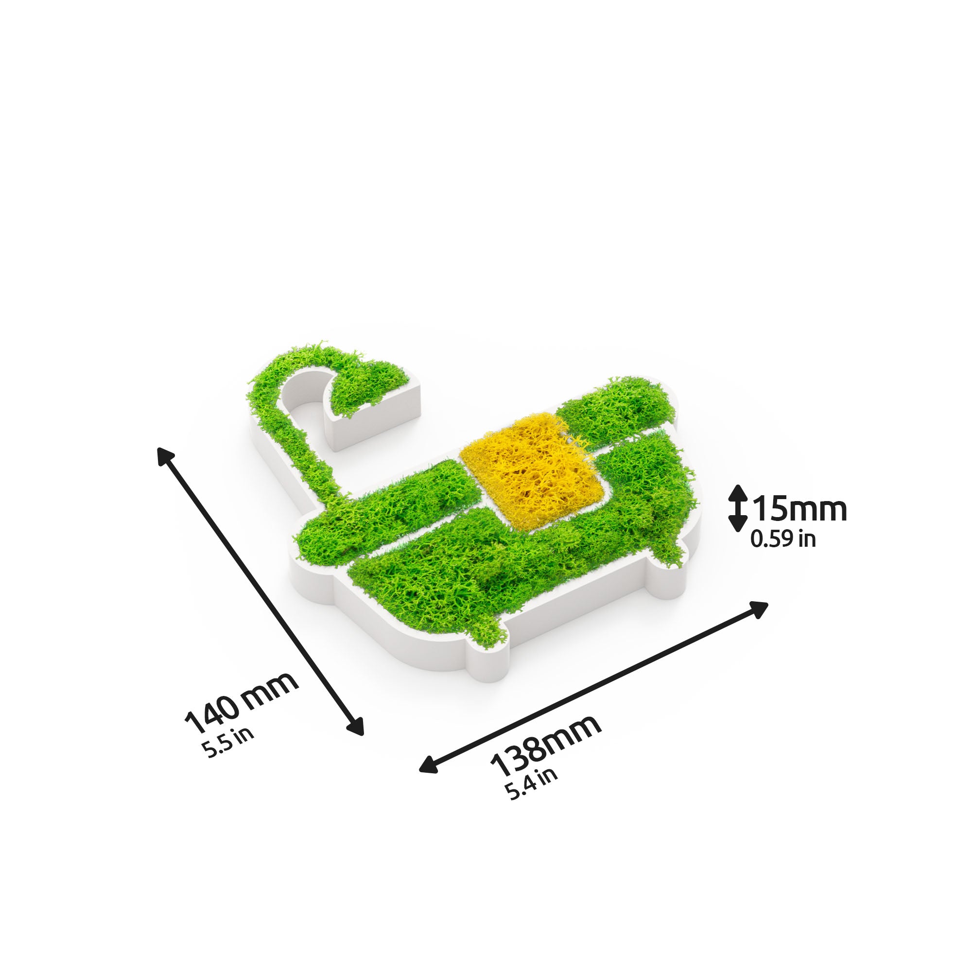 MOOSWERK Moss Door Sign Bathroom Pictogram – Self-adhesive decorative sign made of Iceland moss in a white frame