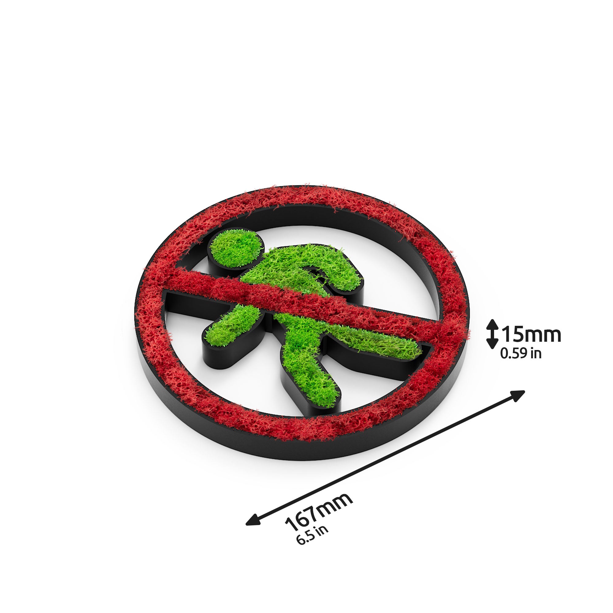MOOSWERK Moss Door Sign Private Pictogram – Natural sign made of real moss in a black frame