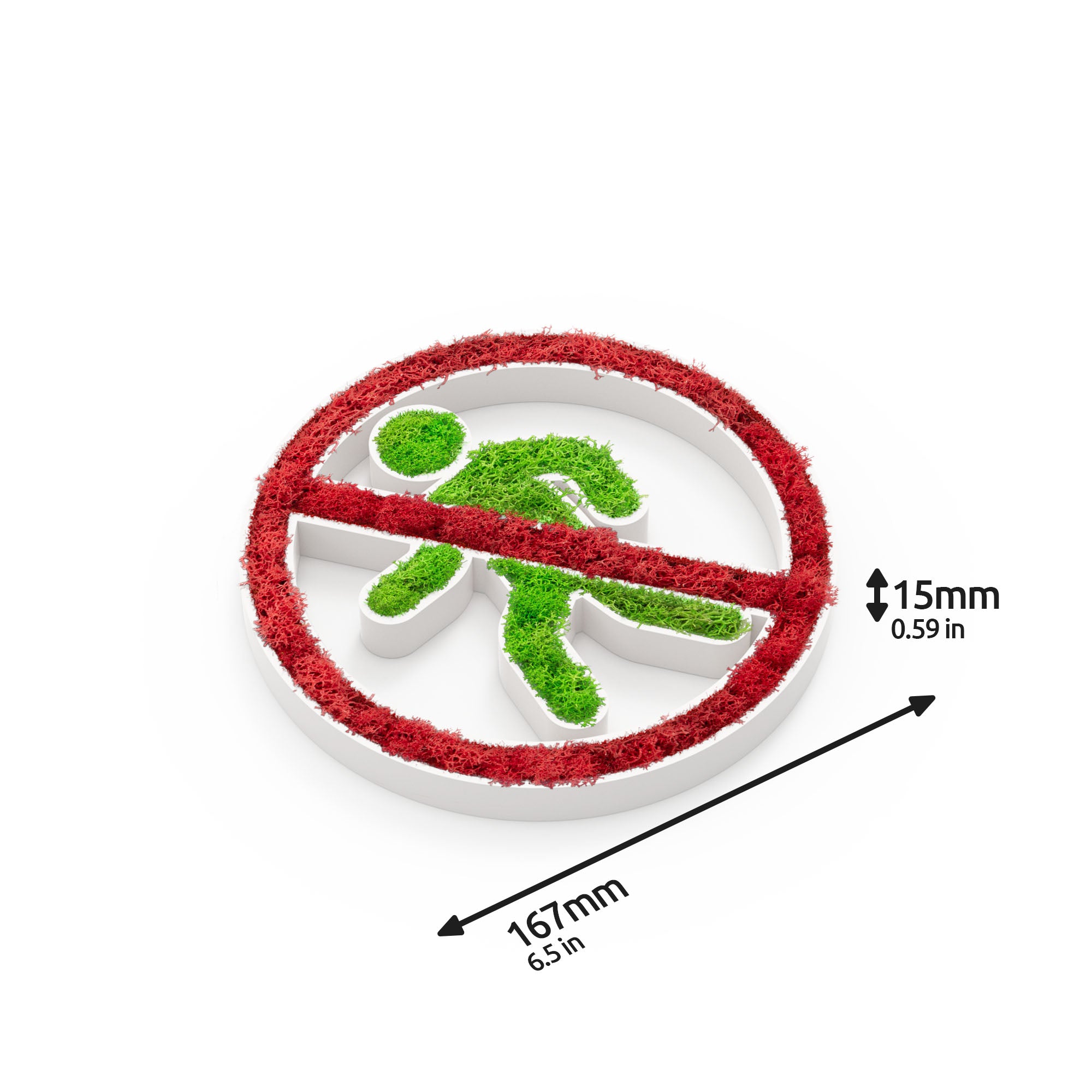 MOOSWERK Moss Door Sign Private Pictogram – Natural sign made of real moss in a white frame