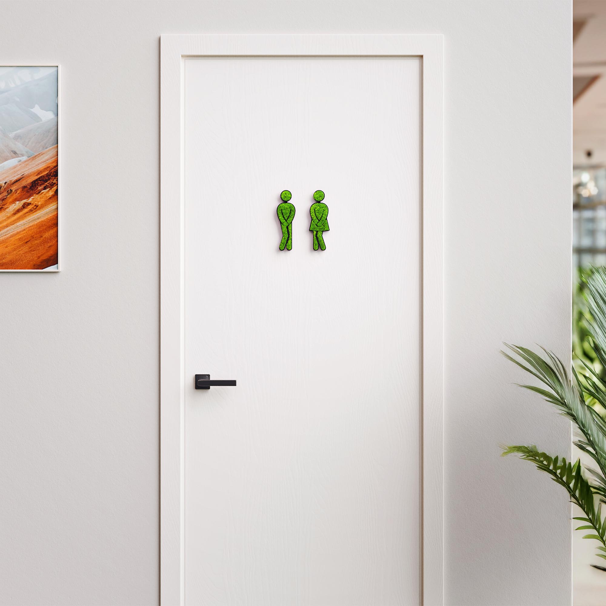 MOOSWERK Moss Door Sign WC Pictogram Set – Funny pictograms for men & women in a black frame