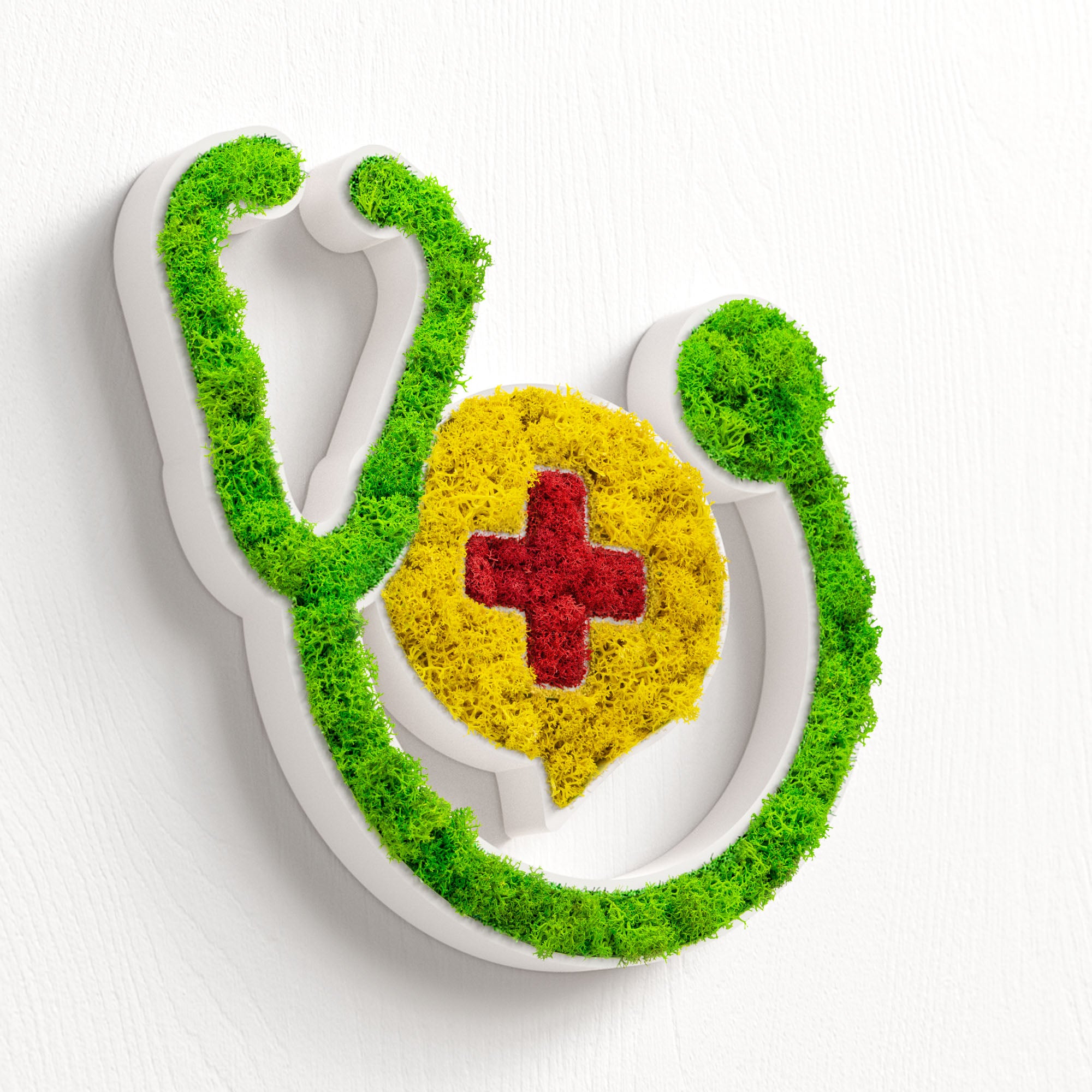 MOOSWERK Moos-Türschild Piktogramm Behandlung Weiß – Natürlicher Wegweiser für den Behandlungsraum