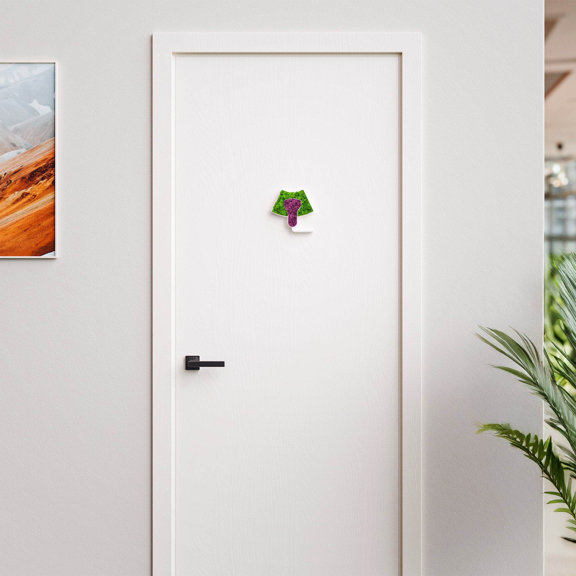 MOOSWERK Moos-Türschild Piktogramm Ultraschall – Natürliches Schild für Untersuchungszimmer Weiß