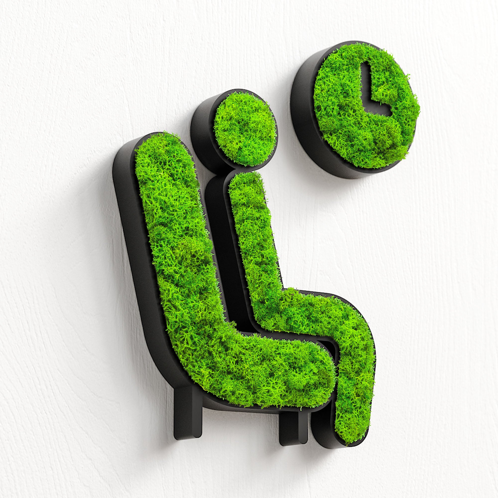 MOOSWERK Moos-Türschild Piktogramm Wartezimmer – Ruhe ausstrahlendes Schild aus Islandmoos im eleganten Rahmen Schwarz