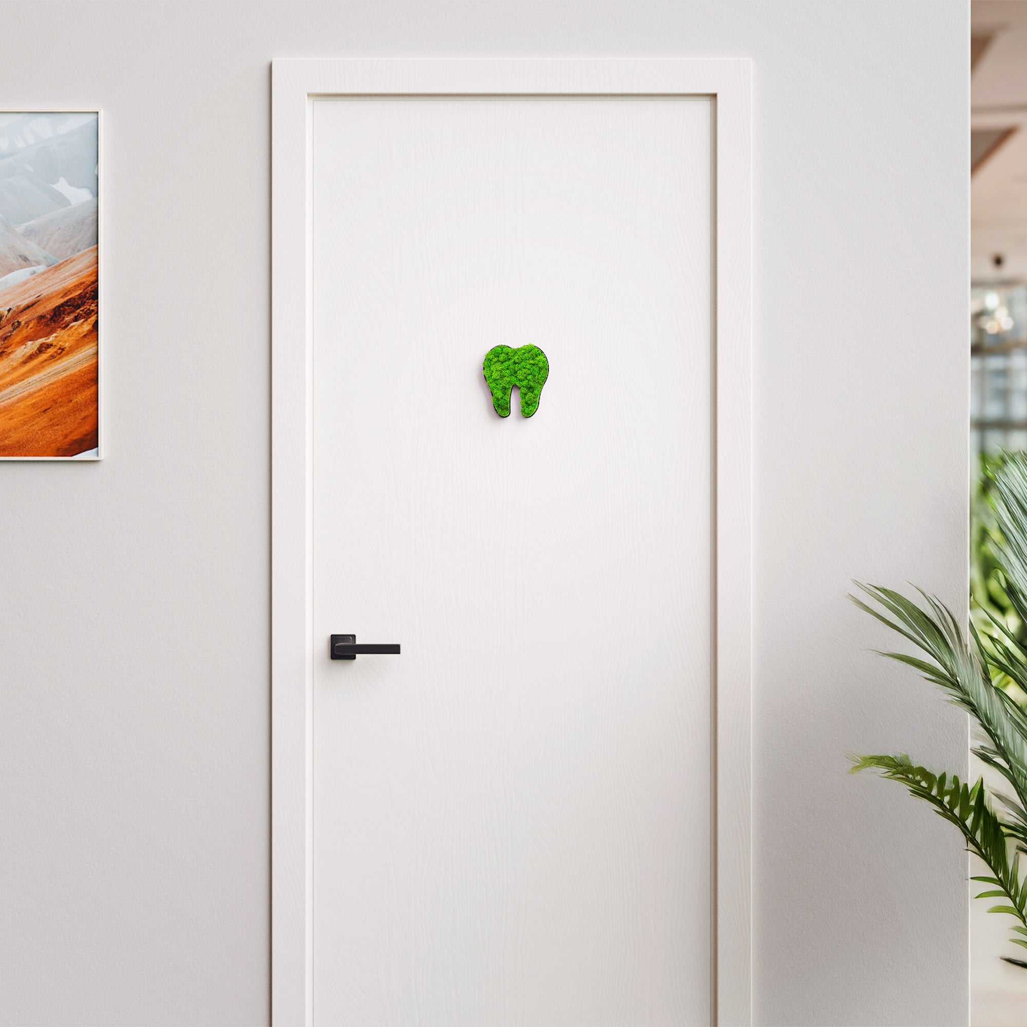 MOOSWERK Moos-Türschild Piktogramm Zahn Schwarz – Perfekt für die moderne Zahnarztpraxis