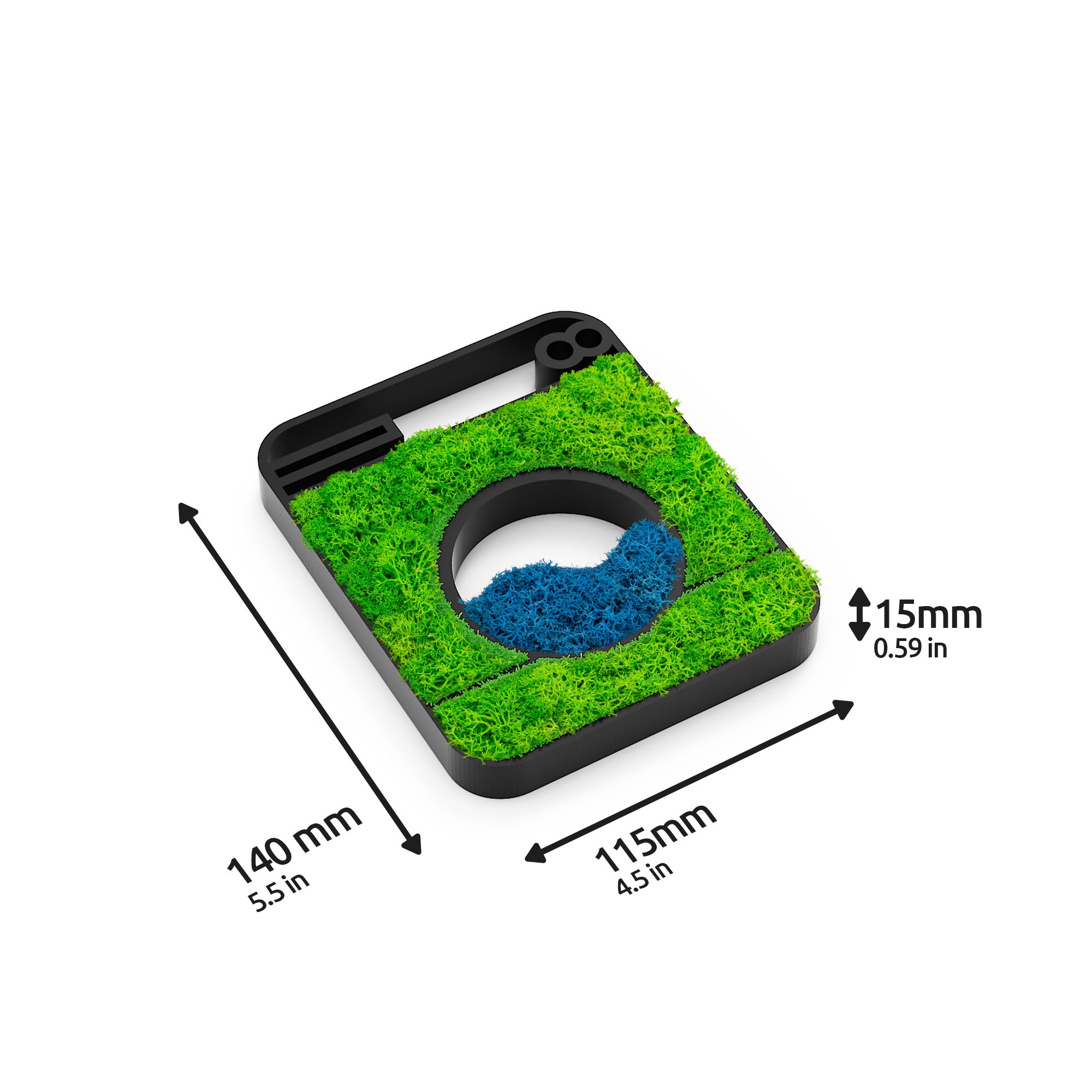 MOOSWERK Moos-Türschild Piktogramm Waschmaschine – Modernes Moosbild für Waschraum & Waschküche im schwarzen Rahmen