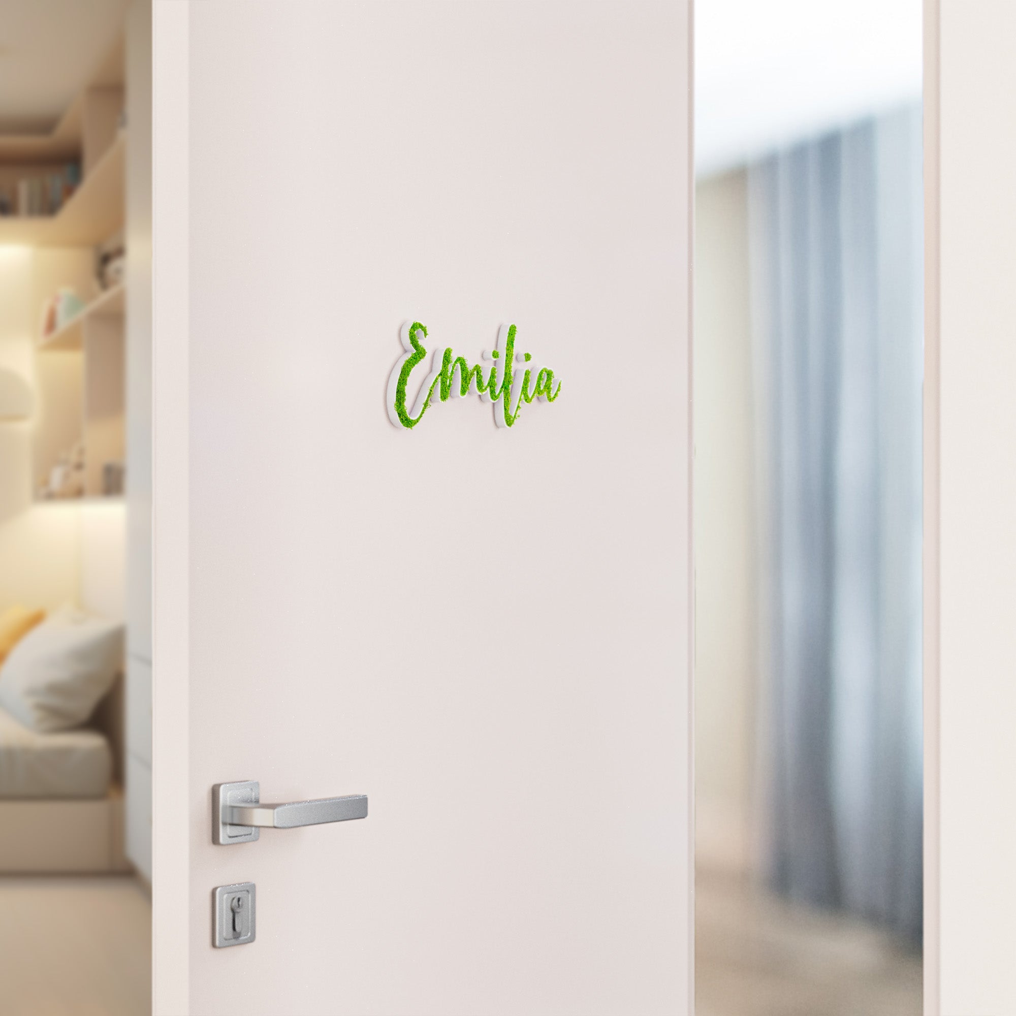 Moss Door Sign Personalized Children's Room Door Name Plate Wall Lettering Office Individual