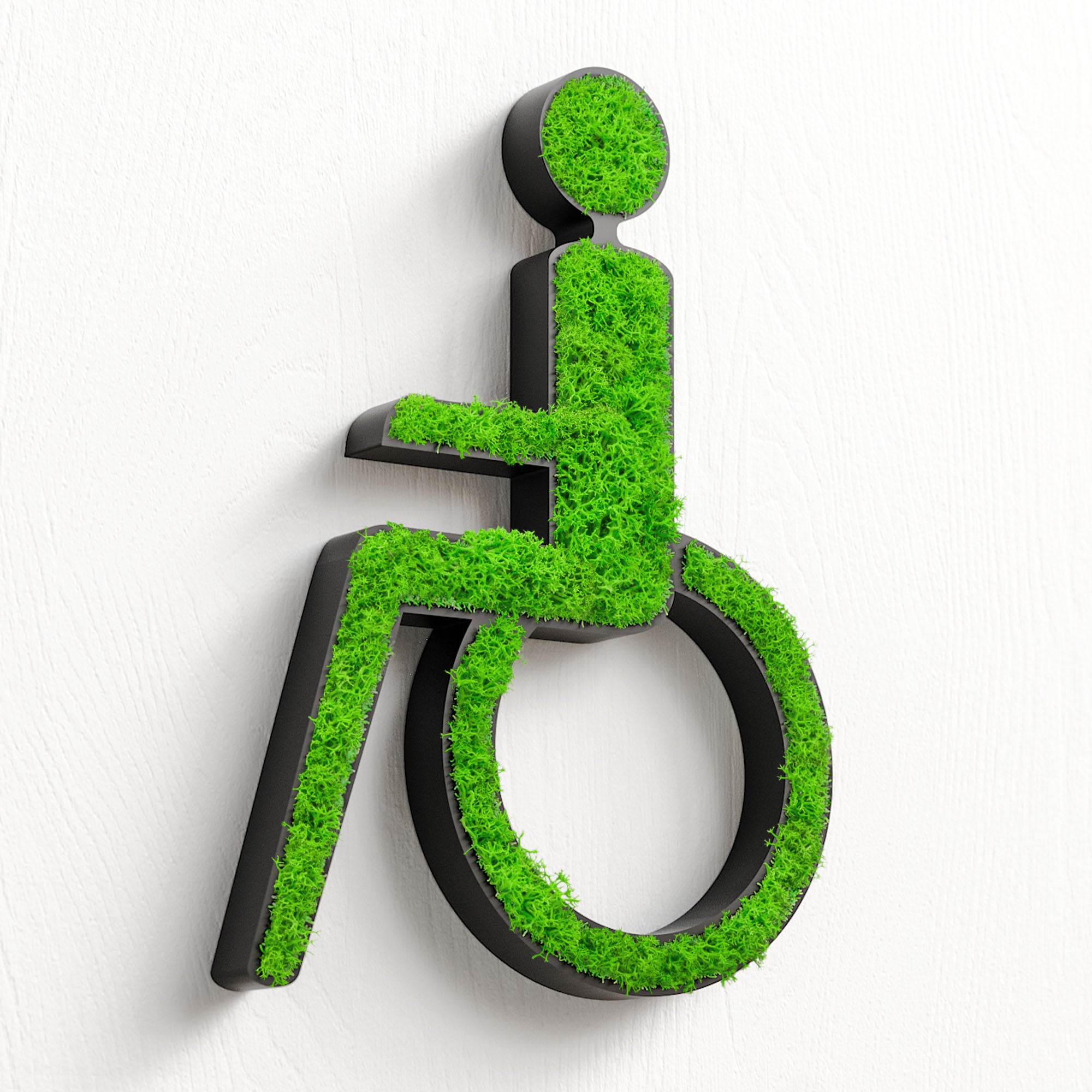 MOOSWERK Moss Door Sign Disabled WC Pictogram – Barrier-free sign for toilets in a black frame