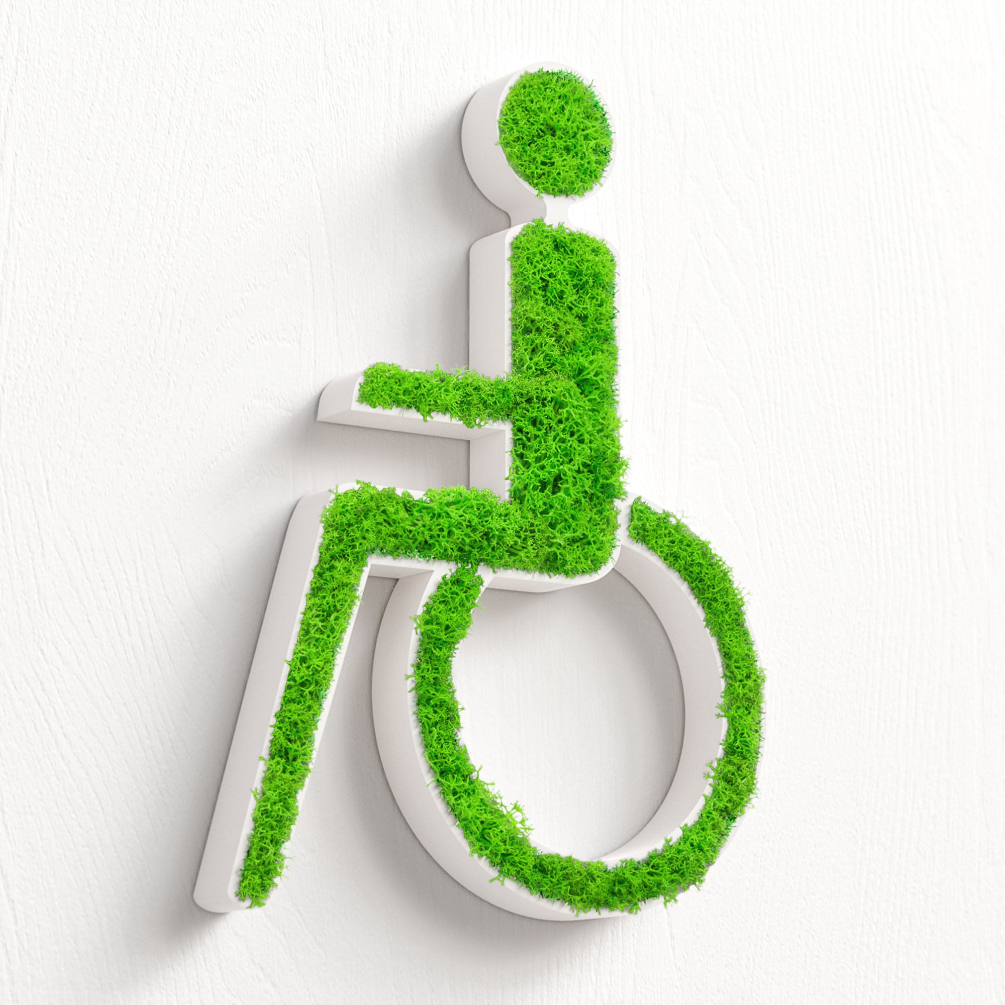 MOOSWERK Moss Door Sign Disabled WC Pictogram – Barrier-free sign for toilets in a white frame