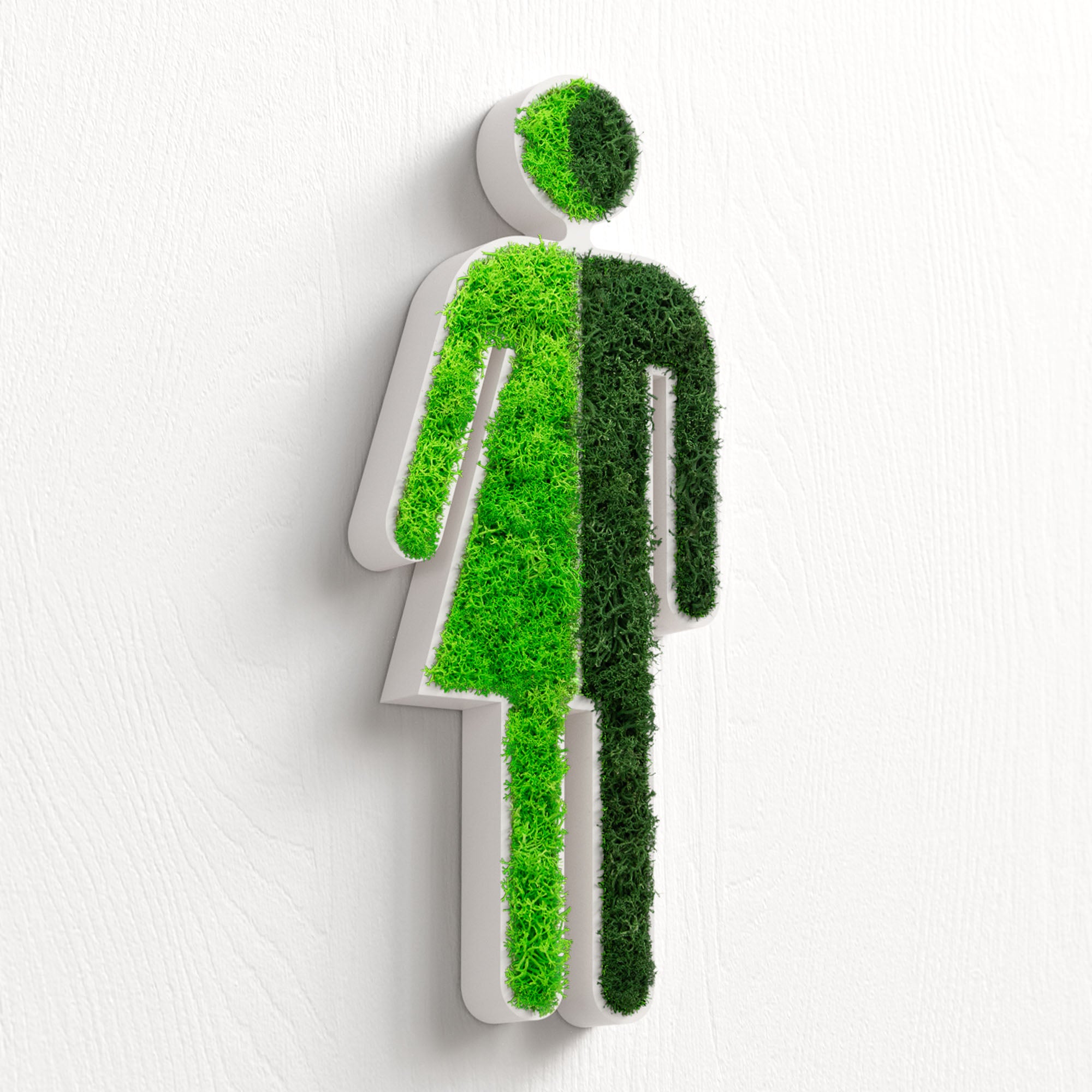 MOOSWERK Moss Door Sign WC Pictogram Divers – Bright sign for non-binary toilets in a white frame