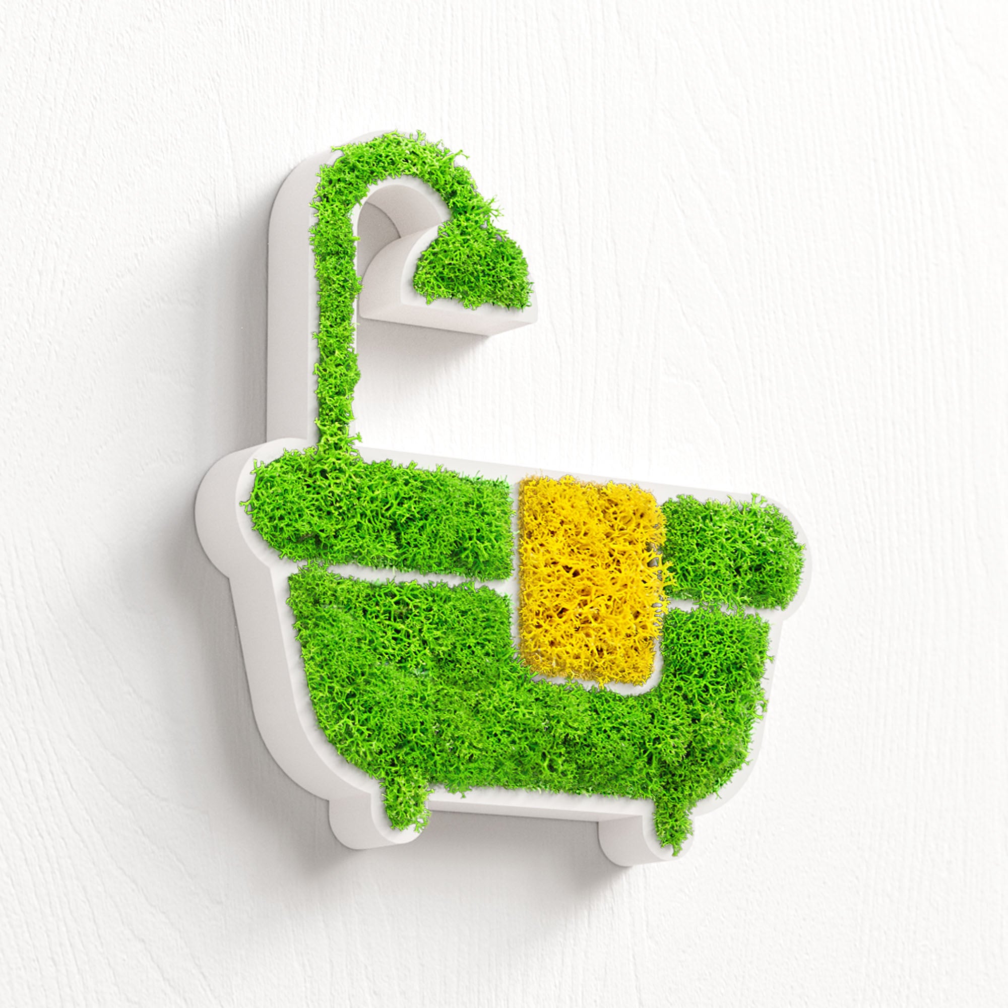 MOOSWERK Moss Door Sign Bathroom Pictogram – Self-adhesive decorative sign made of Iceland moss in a white frame