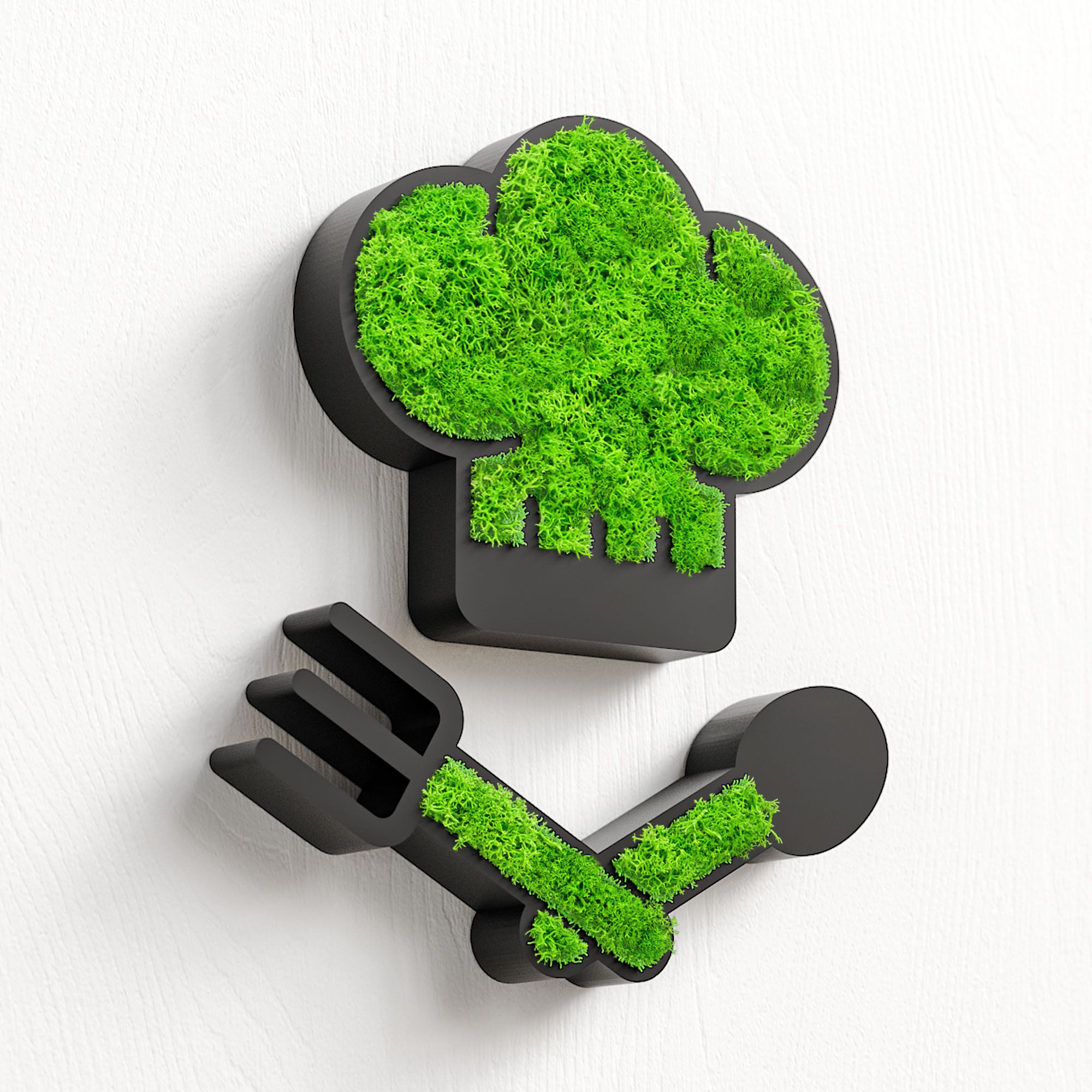 MOOSWERK Moss Door Sign Kitchen Pictogram – Natural sign with Iceland moss in a black frame