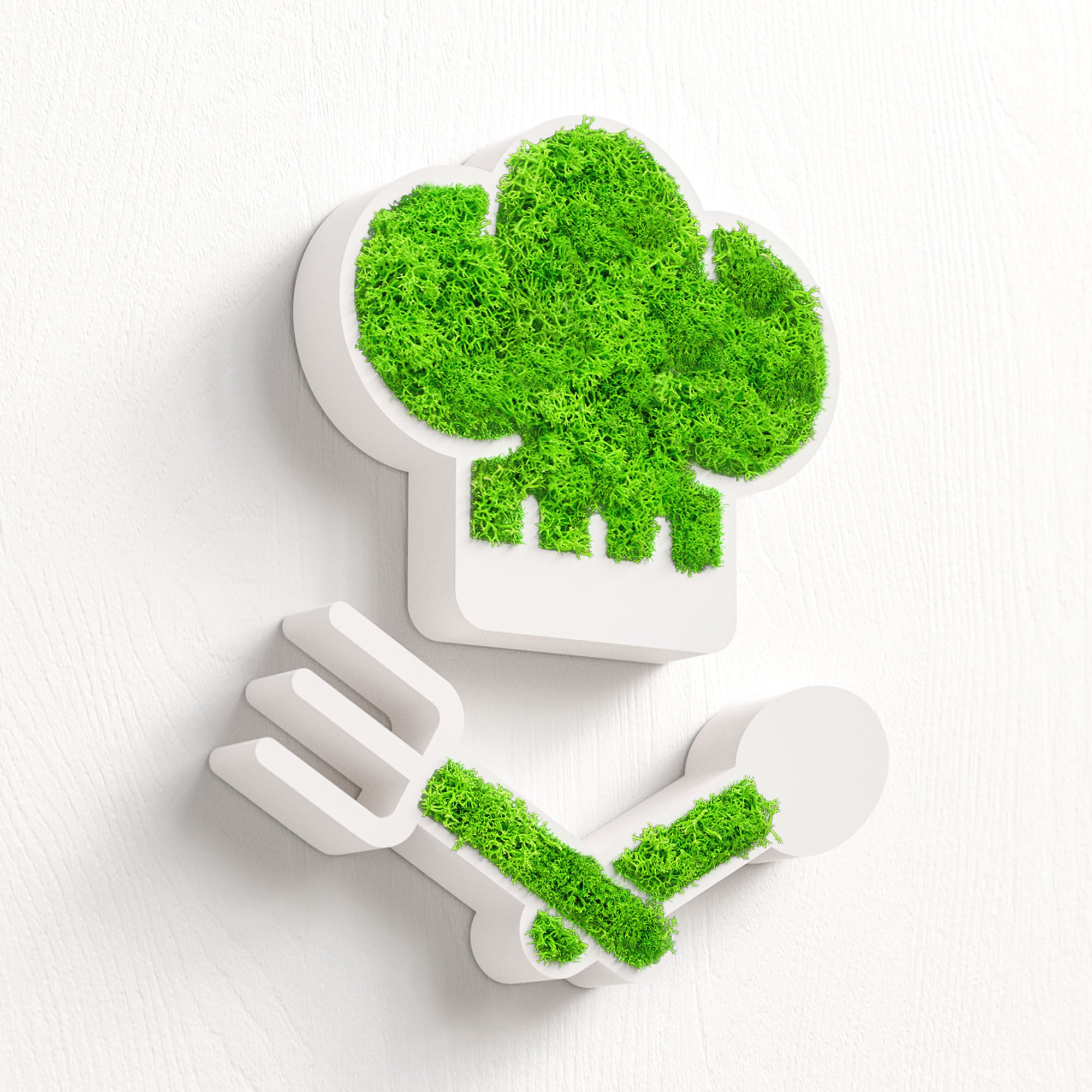 MOOSWERK Moss Door Sign Kitchen Pictogram – Natural sign with Iceland moss in a white frame