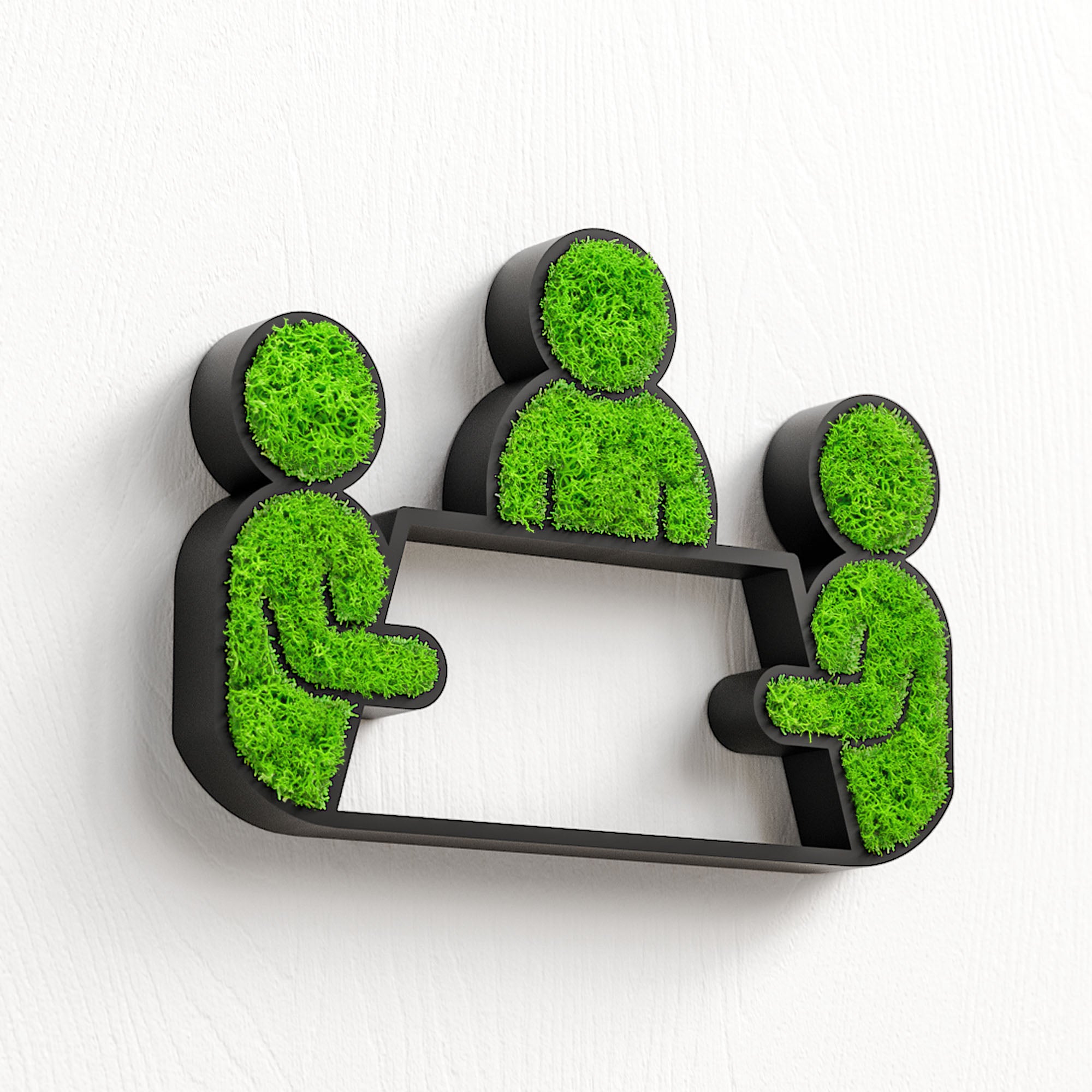 MOOSWERK Moss Door Sign Conference Pictogram – Handmade sign with moss for meeting rooms in a black frame