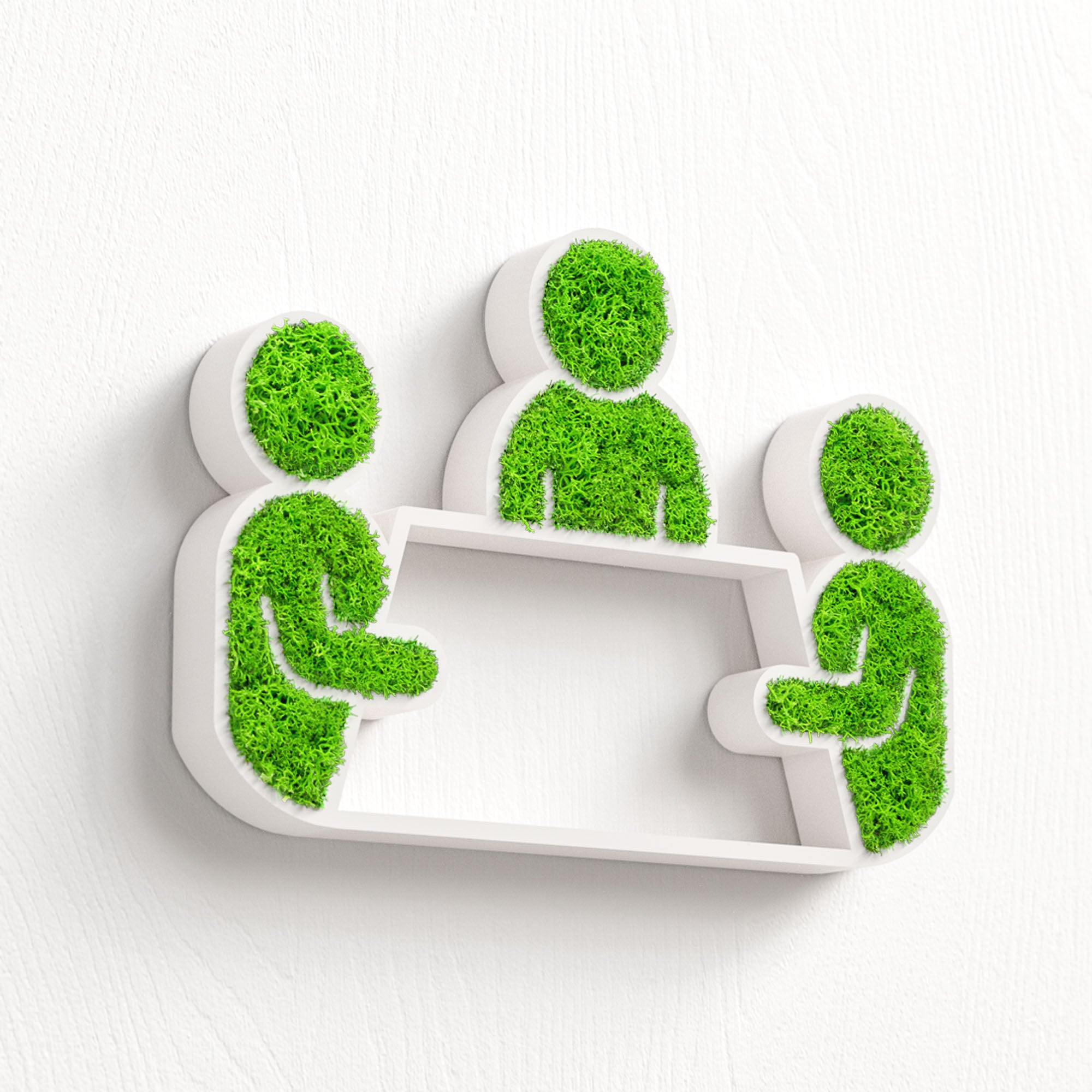 MOOSWERK Moss Door Sign Conference Pictogram – Handmade sign with moss for meeting rooms in a white frame