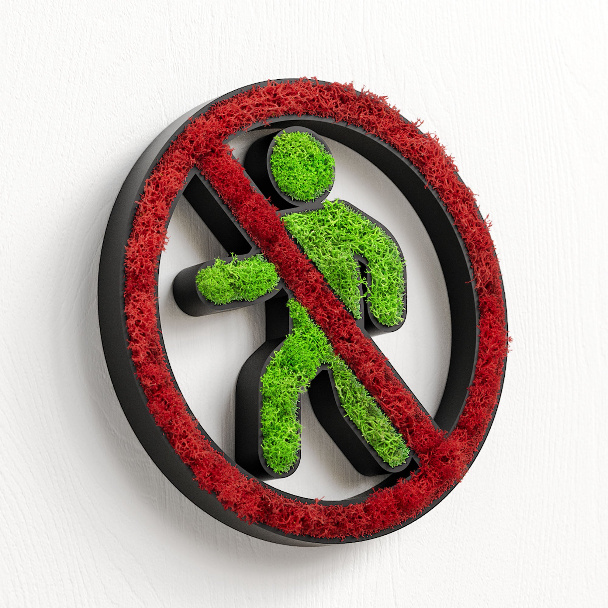 MOOSWERK Moss Door Sign Private Pictogram – Natural sign made of real moss in a black frame