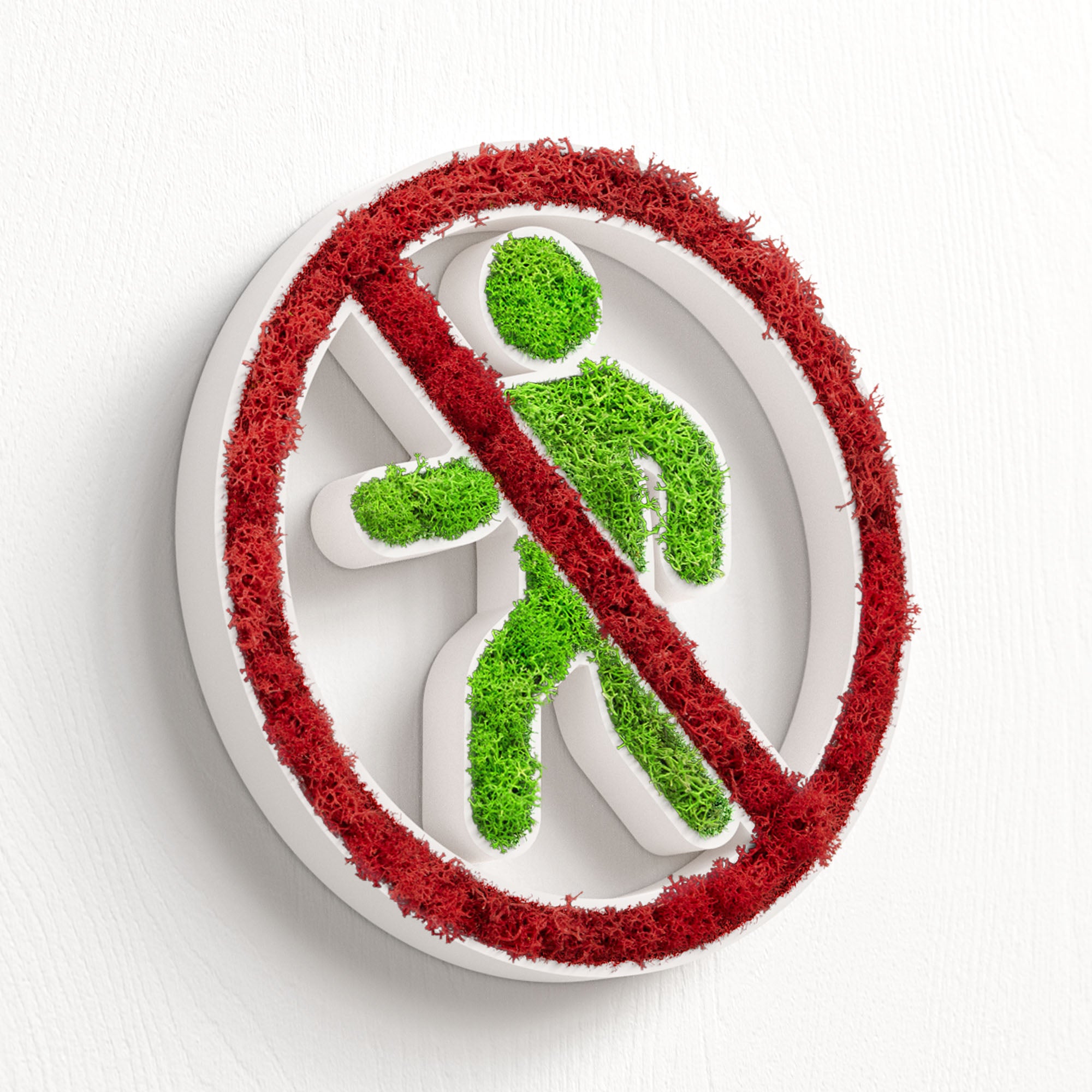 MOOSWERK Moss Door Sign Private Pictogram – Natural sign made of real moss in a white frame