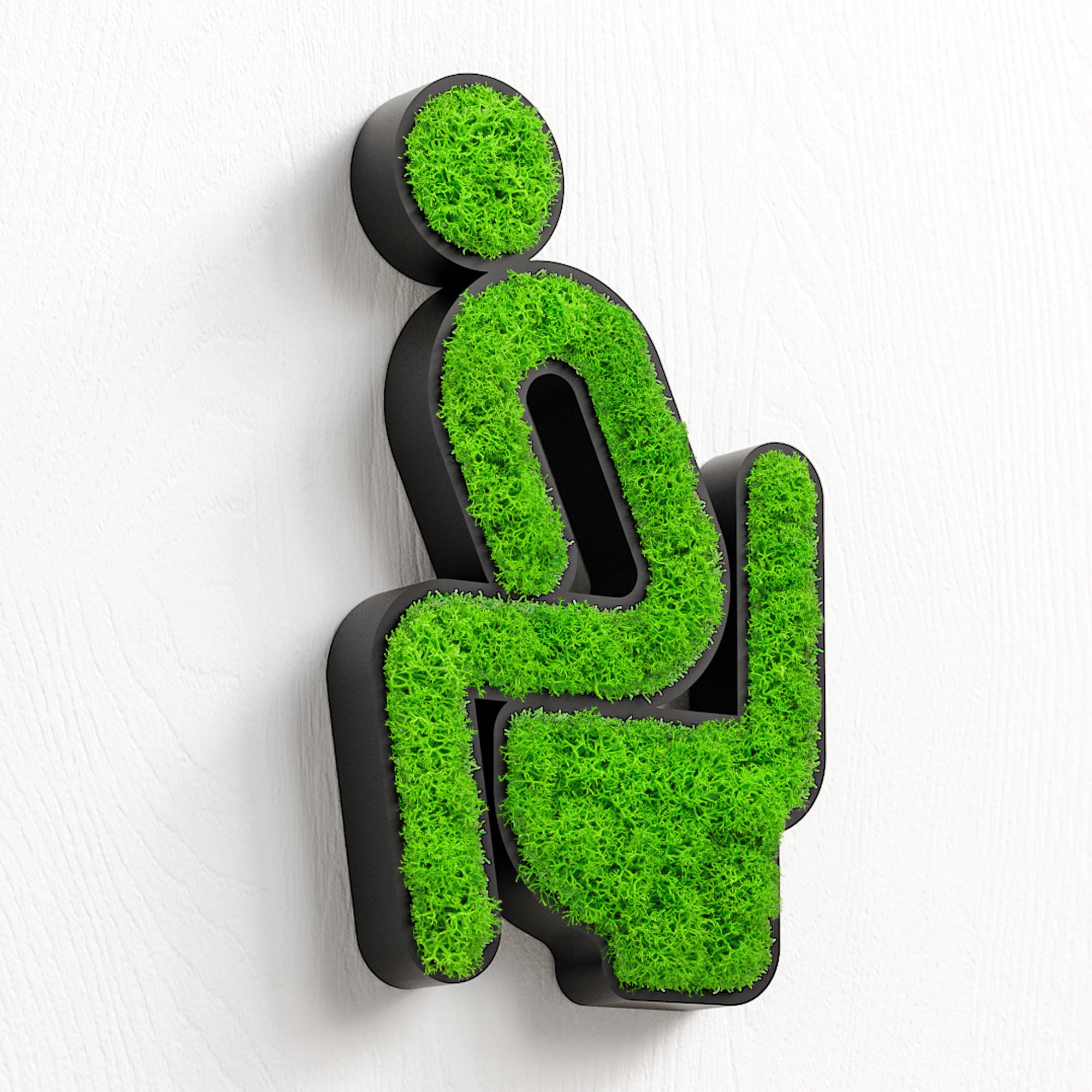 MOOSWERK Moss Door Sign WC Toilet Pictogram Sitting – Elegant sign for a single toilet in a black frame