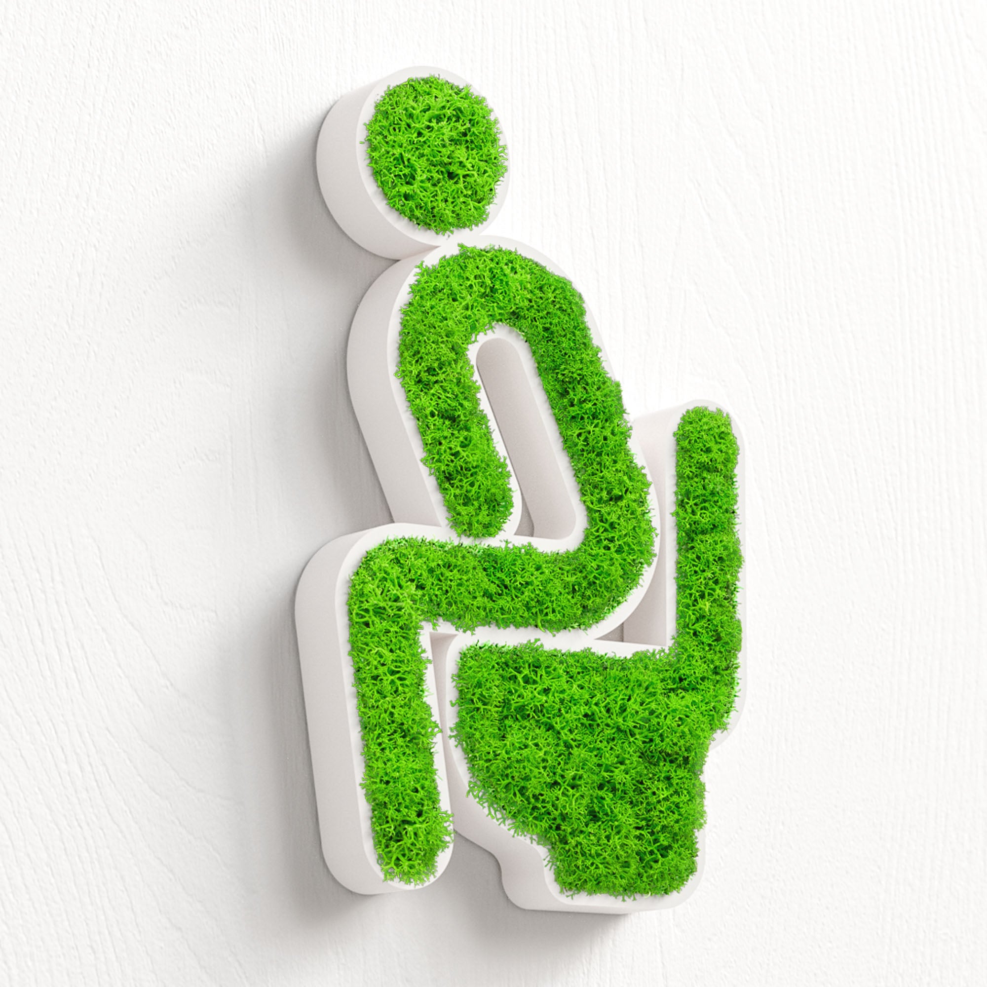 MOOSWERK Moss Door Sign WC Toilet Pictogram Sitting – Elegant sign for a single toilet in a white frame