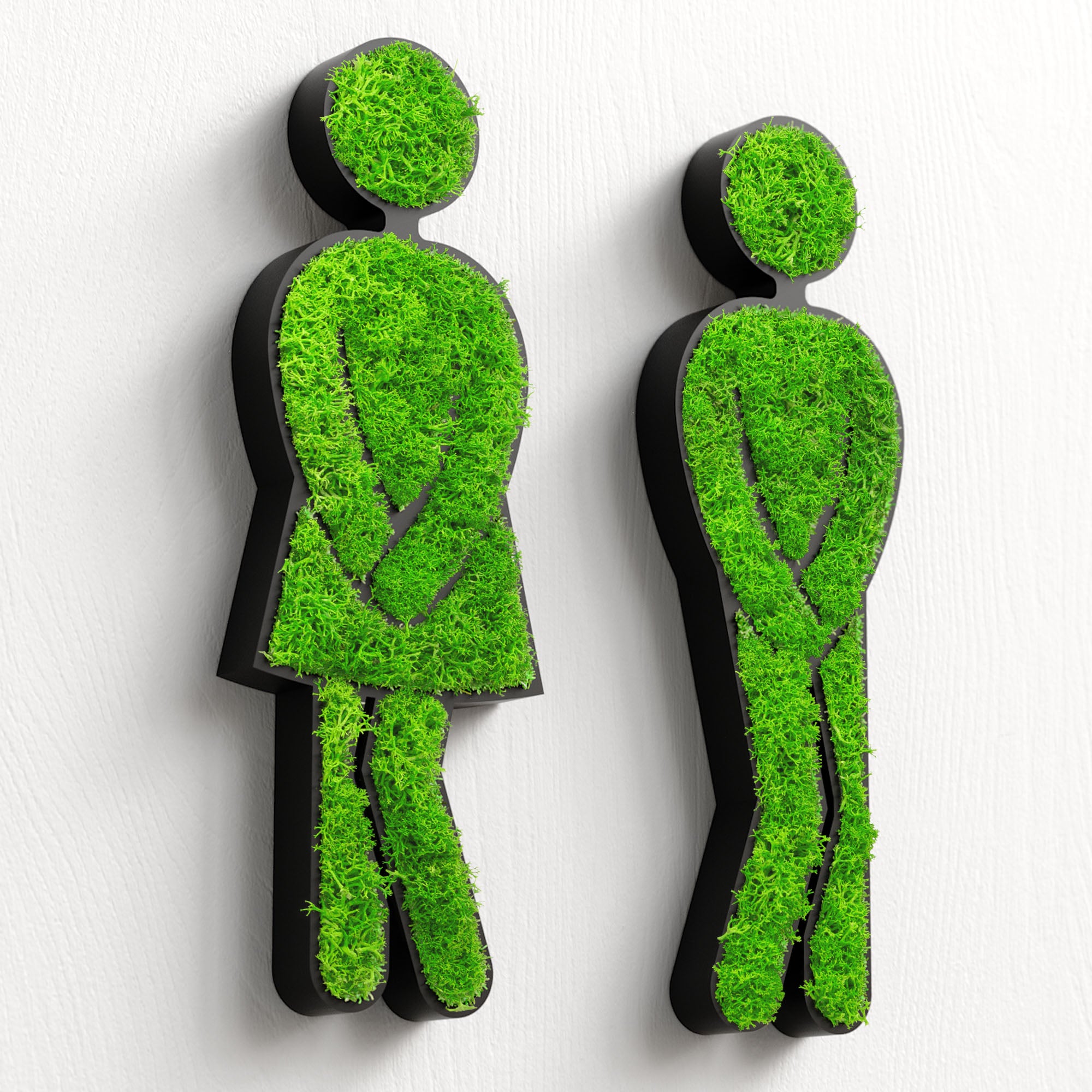 MOOSWERK Moss Door Sign WC Pictogram Set – Funny pictograms for men &amp; women in a black frame