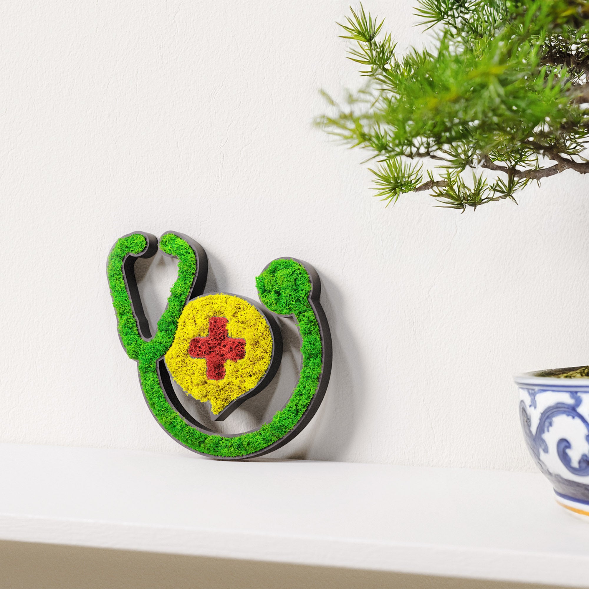 MOOSWERK Moos-Türschild Piktogramm Behandlung Schwarz – Natürlicher Wegweiser für den Behandlungsraum