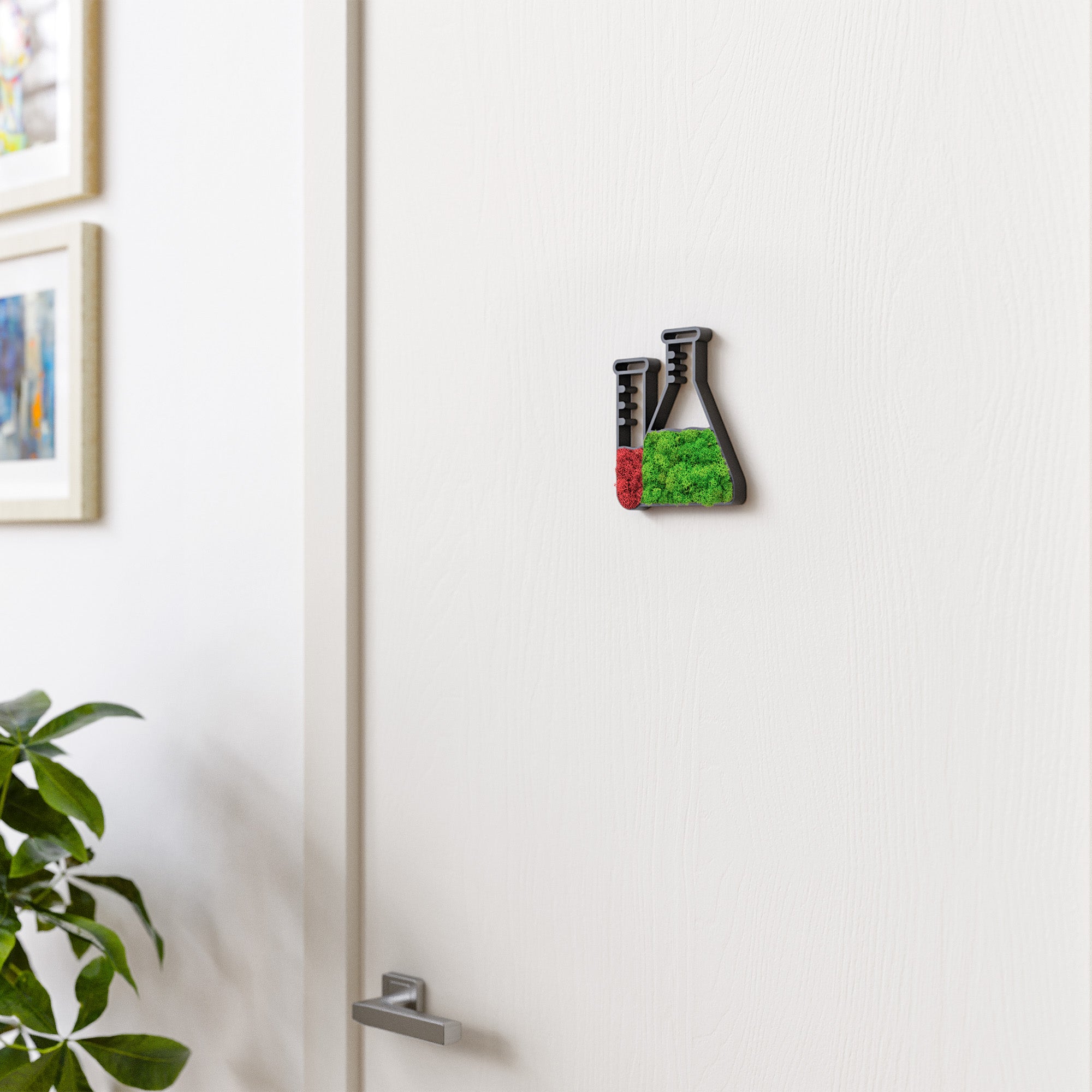 MOOSWERK Moos-Türschild Piktogramm Labor Schwarz – Klares, professionelles Zeichen aus Islandmoos