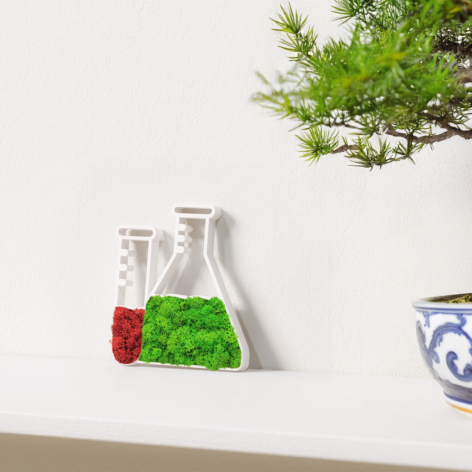 MOOSWERK Moos-Türschild Piktogramm Labor Weiß – Klares, professionelles Zeichen aus Islandmoos