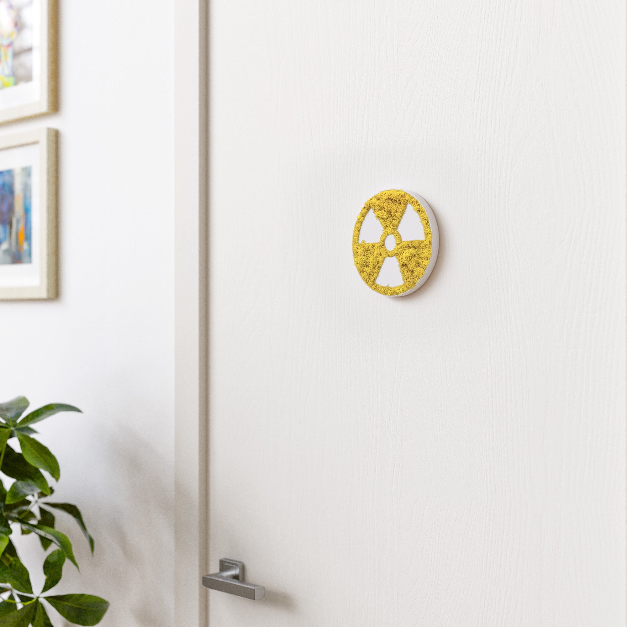 MOOSWERK Moos-Türschild Piktogramm Röntgen – Elegante Beschilderung in Weiß für den Diagnostikraum