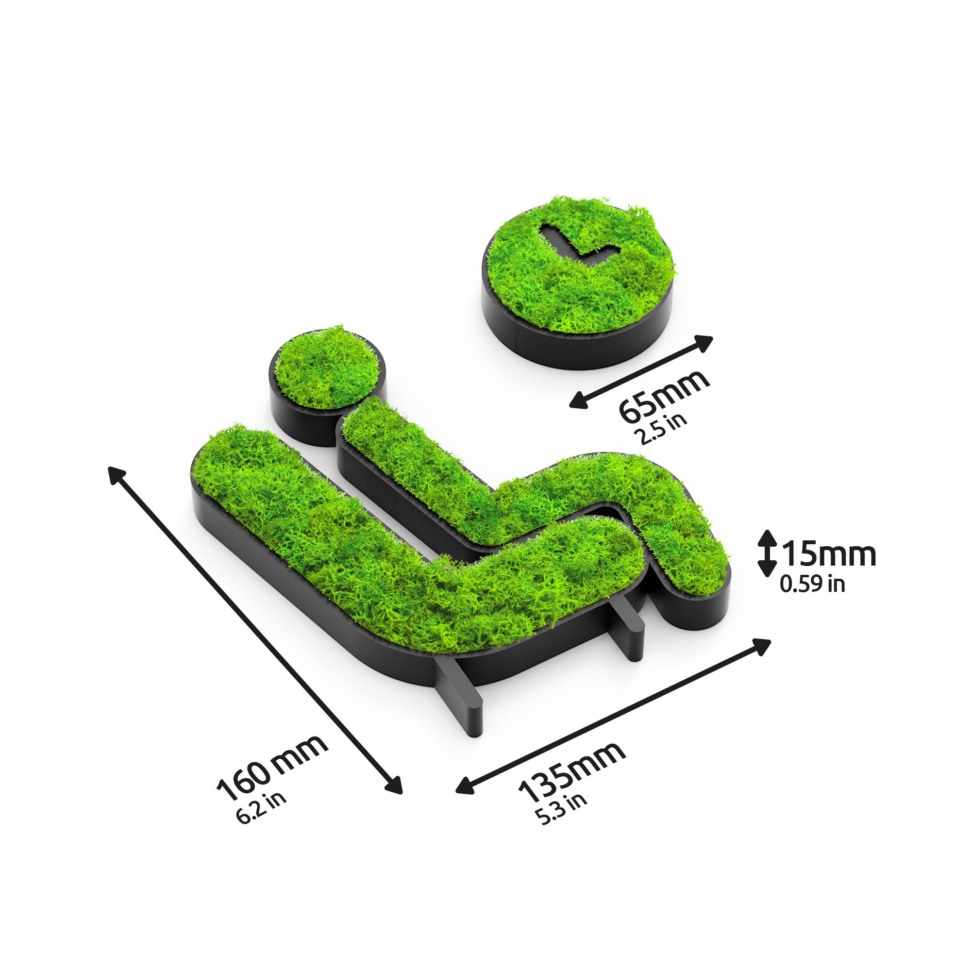 MOOSWERK Moos-Türschild Piktogramm Wartezimmer – Ruhe ausstrahlendes Schild aus Islandmoos im eleganten Rahmen Schwarz