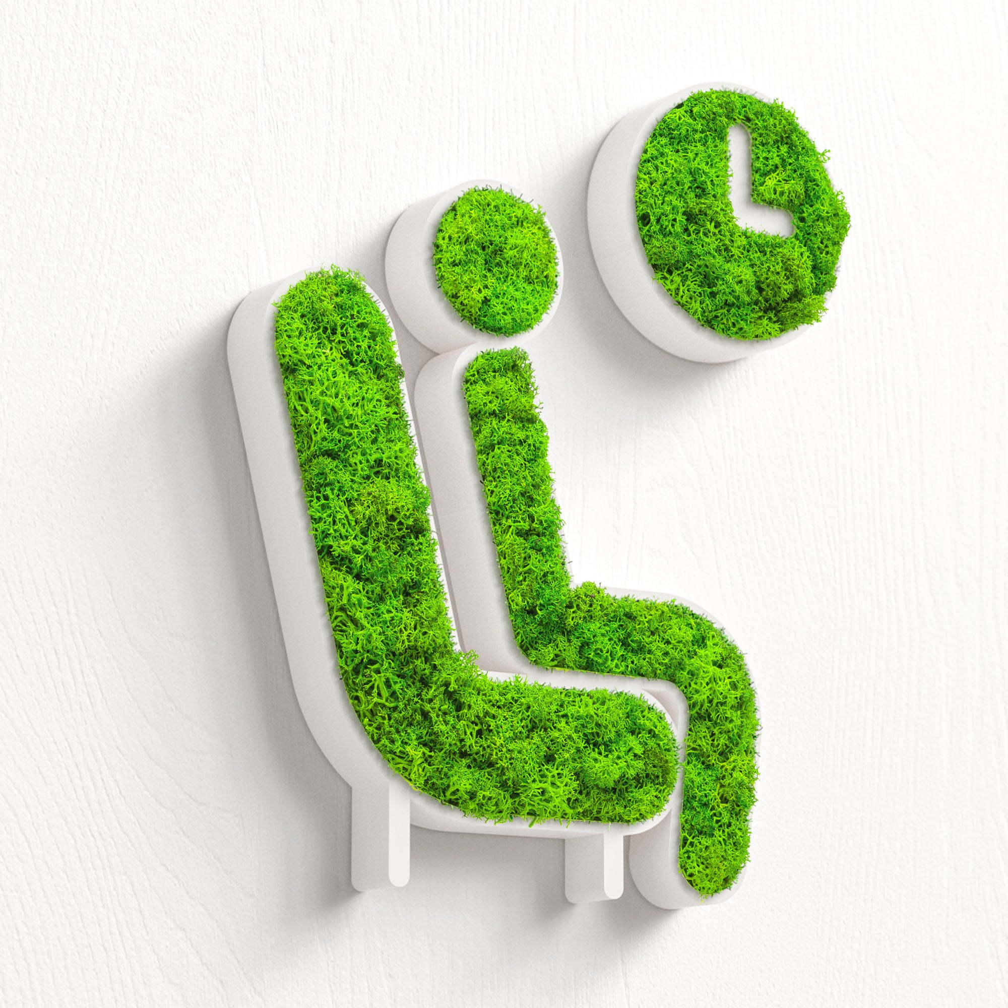 MOOSWERK Moos-Türschild Piktogramm Wartezimmer – Ruhe ausstrahlendes Schild aus Islandmoos im eleganten Rahmen Weiß